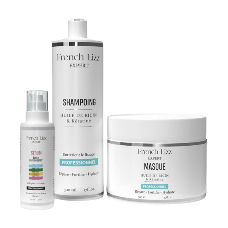 Kit Sans Sulfate French Lizz Huile de Ricin Shampoing Masque Sérum