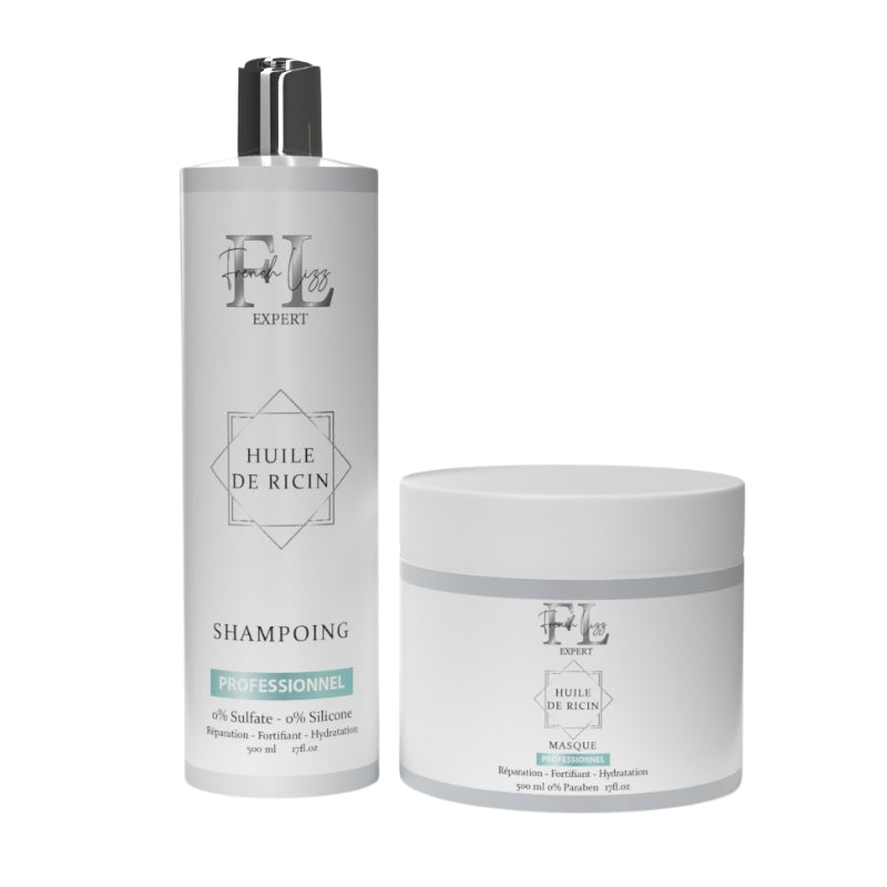 Kit Sans Sulfate French Lizz Huile de Ricin Shampoing Masque