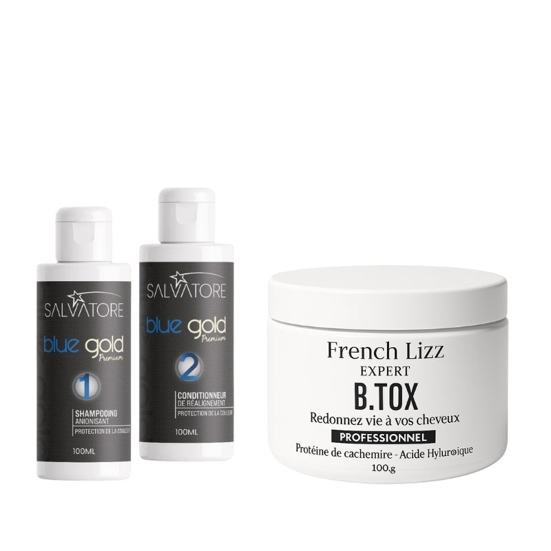 Lissage Au Tanin Bleu Gold + Btx French Lizz 2x100ml + 100g