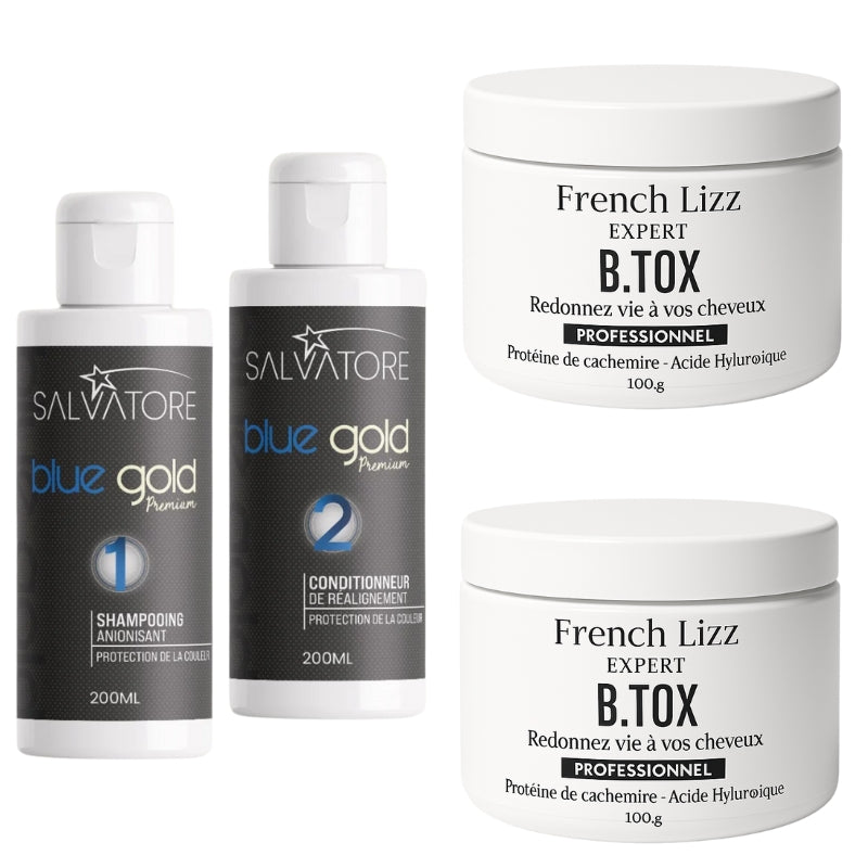 Lissage Au Tanin Bleu Gold + Btx French Lizz 2x200ml + 200g