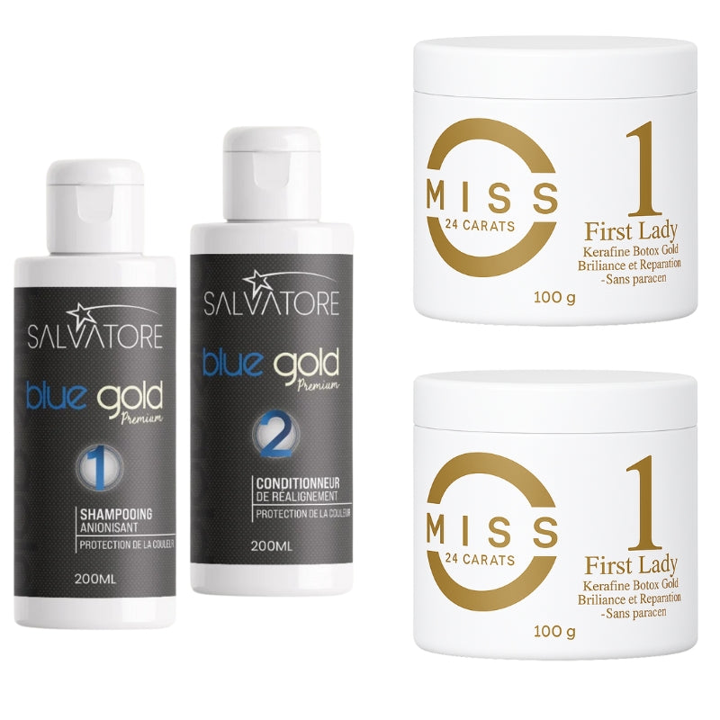 Lissage Au Tanin Bleu Gold + Btx Miss 24 Carats 2x200ml + 200g