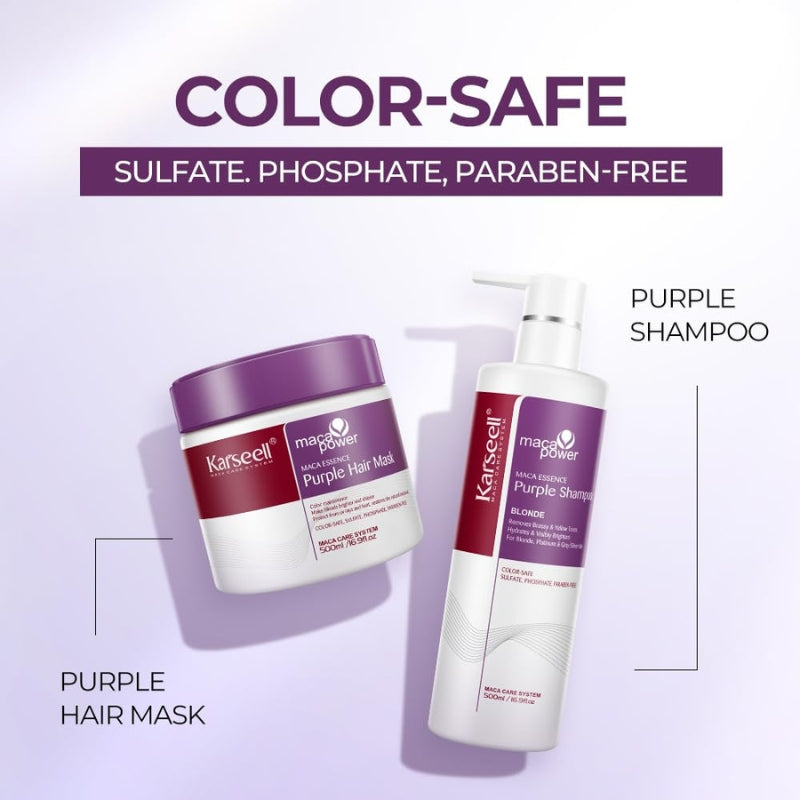 Coffret Masque Capillaire et Shampoing Violet Karseell 2x500ml