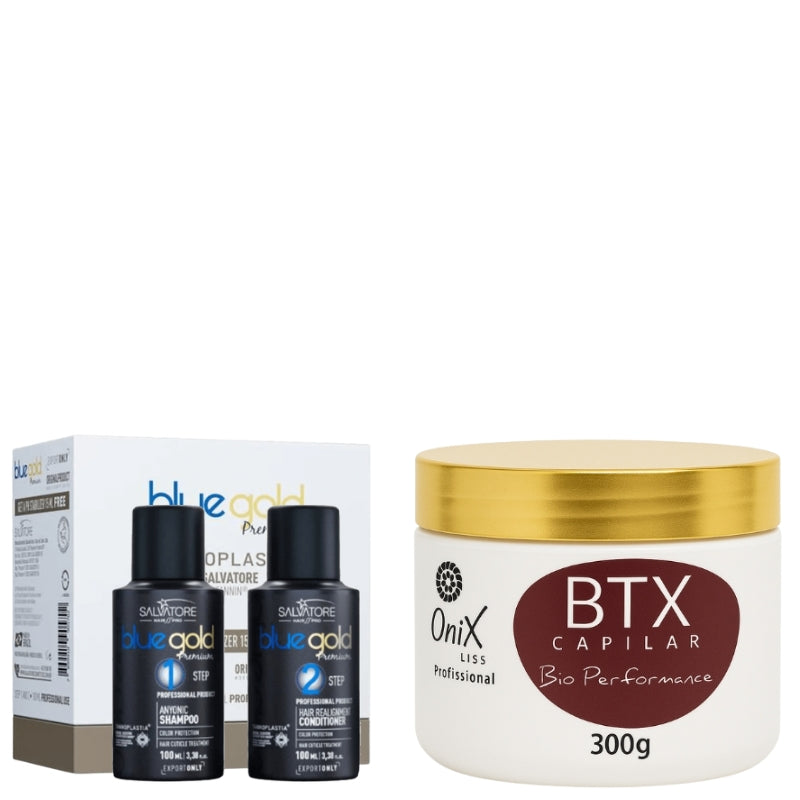 Kit Lissage Au Tanin Bleu Gold + Btx Onix Liss 2x100ml + 300g