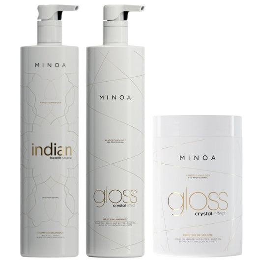 Kit Lissage Brésilien + Btx Capillaire Minoa Gloss Crystal Effect - shampoing Clarifiant