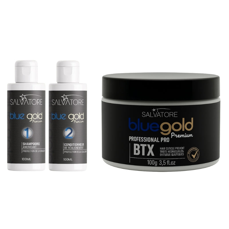 Kit Salvatore Blue Gold Lissage + Btx 2x100 + 100gr btx