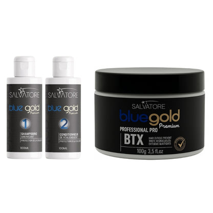 Kit Salvatore Blue Gold Lissage + Btx 2x100 + 100gr btx