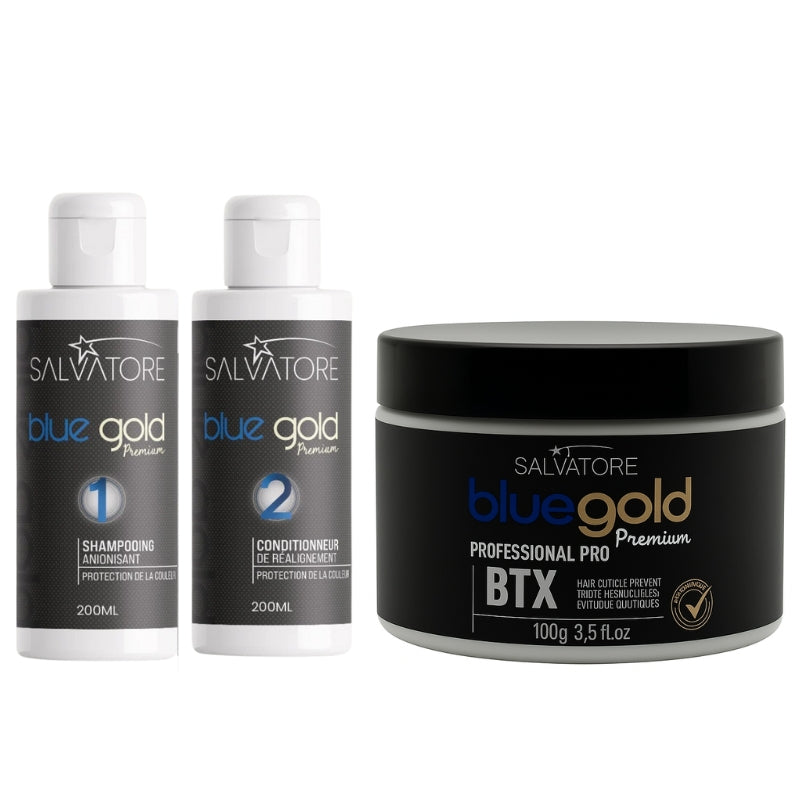 Kit Salvatore Blue Gold Lissage + Btx 2x200 + 200gr btx