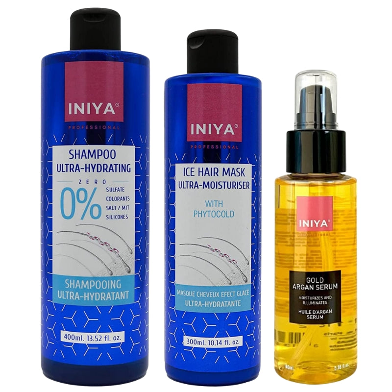 Kit Sans Sulfate Iniya Ultra Hydrating Shampoing 500ml masque 300ml Sérum 100ml
