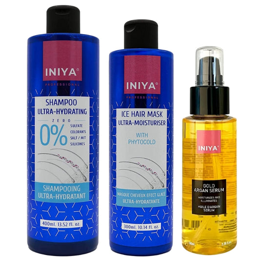 Kit Sans Sulfate Iniya Ultra Hydrating Shampoing 500ml masque 300ml Sérum 100ml