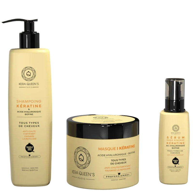 Kit Sans Sulfate Kera Queen's Rituel Biotine Shampoing Masque sérum