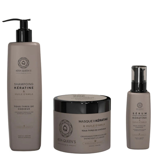 Kit Sans Sulfate Kera Queen's Rituel Huile d'Amla Shampoing Masque Sérum