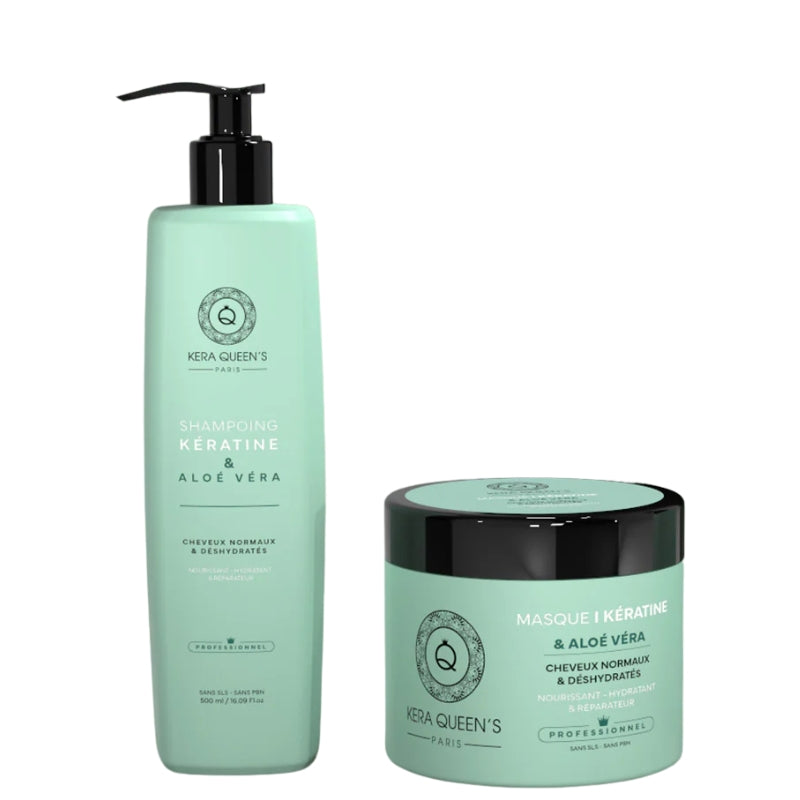 Kit Sans Sulfate Kera Queen's Rituel Keratine et Aloe Vera Shampoing Masque