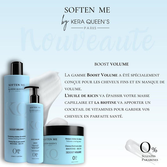 Kit Shampoing Masque Crème Sans sulfate Kera Queen’s Boost Volume