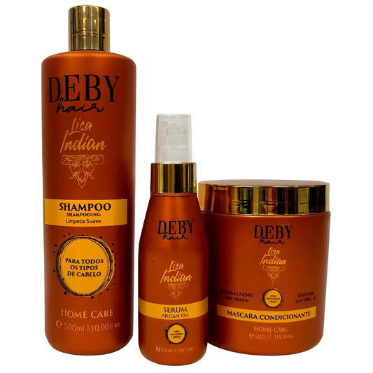 Kit Sans Sulfate Home Care Lisa Indian Deby Hair Shampoing 500ml Masque 500ml Sérum 100ml