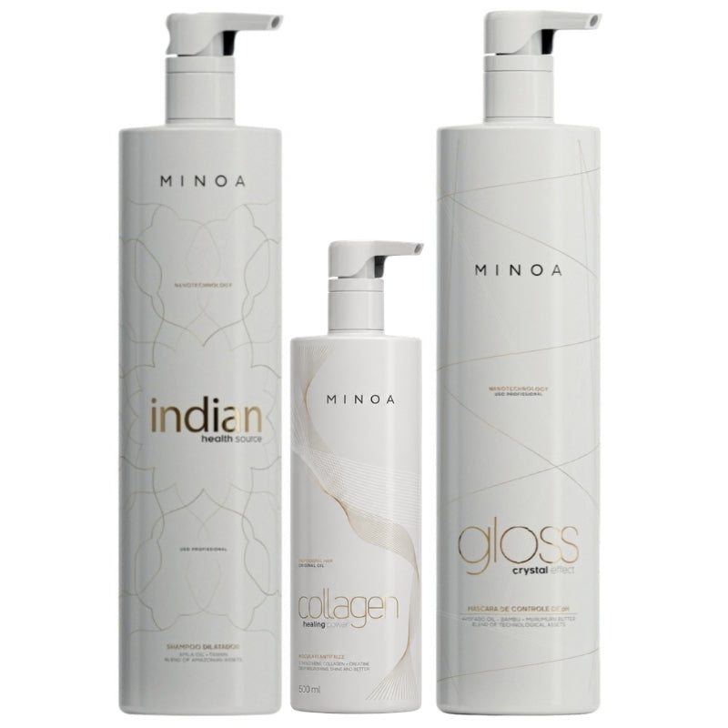 Lissage au Collagène Minoa Healing Power 500ml + shampoing 1L + Masque 1L