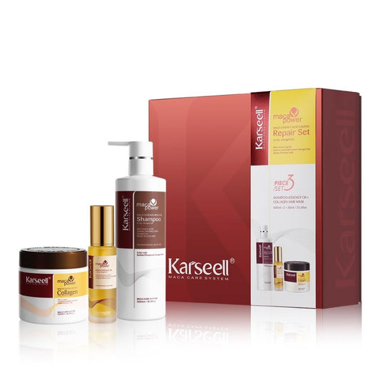 Coffret Karseell Masque Au Collagène 500ml + Shampoing 500ml + Huile d'Argan 50ml